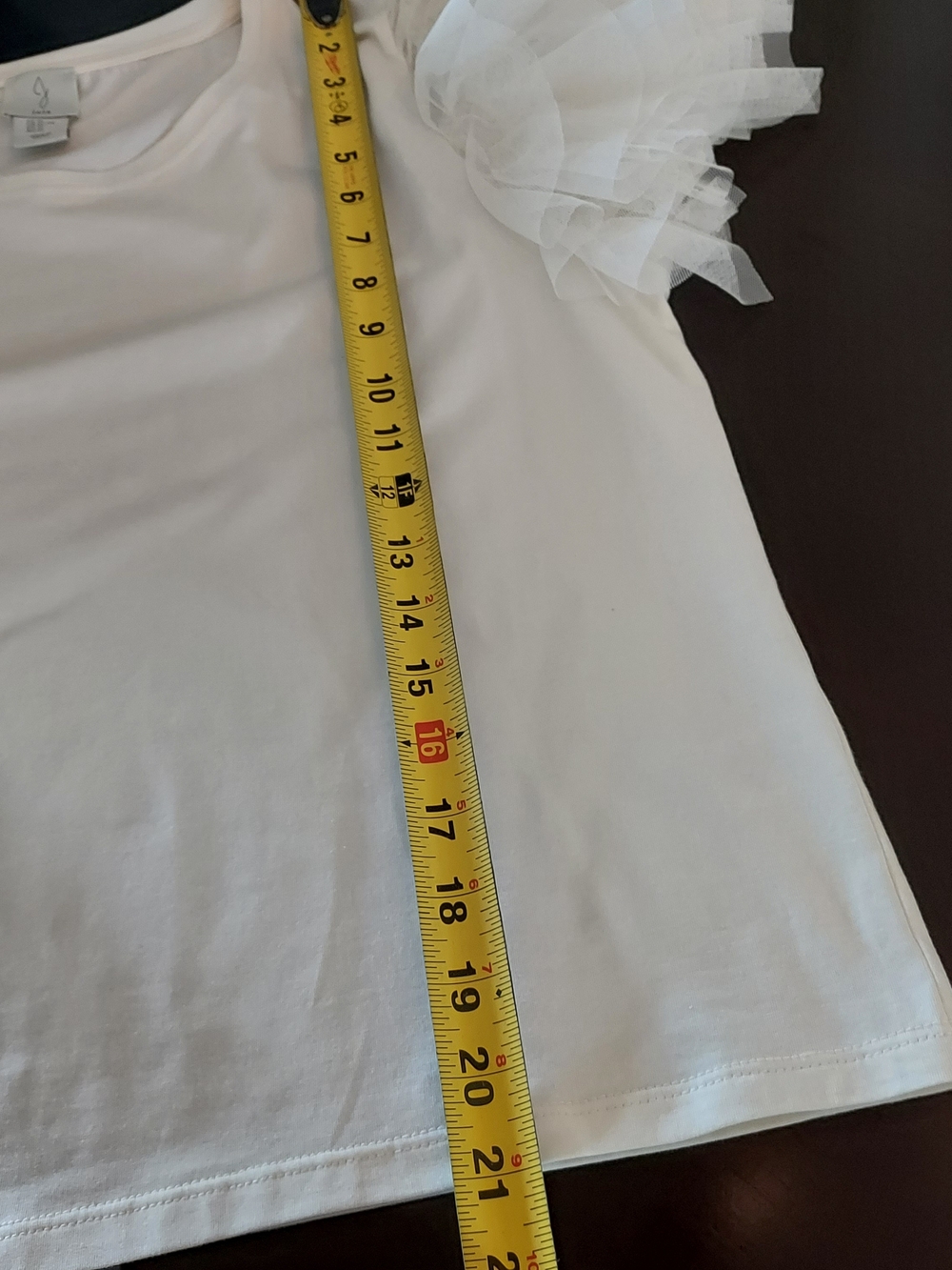 Joie Cream Tulle Sleeve Short Sleeve Tee NWOT. - Picture 8 of 8